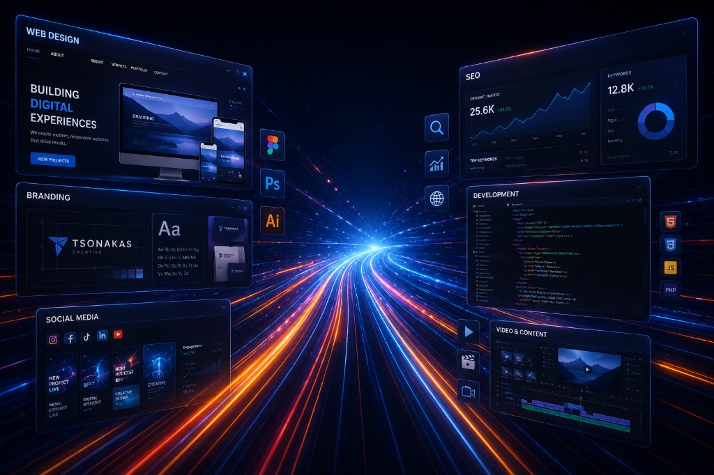 Abstract cobalt visual for creativity and technology